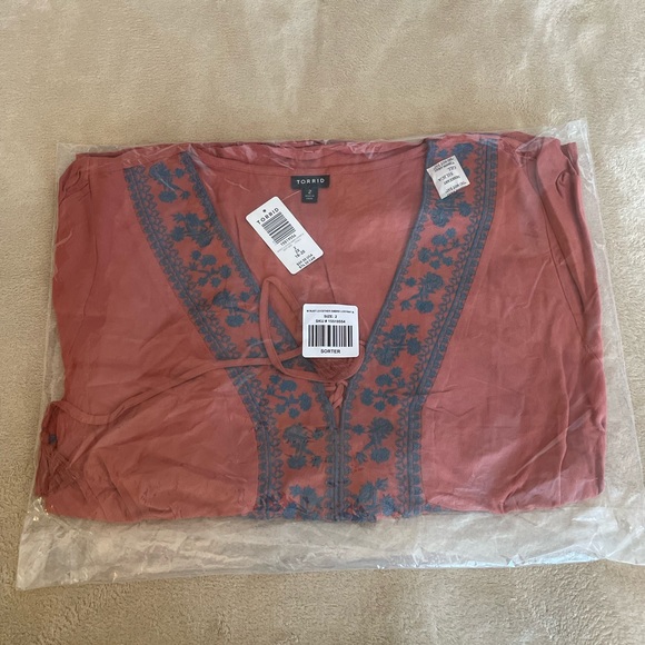 Torrid Embroidered Lace Up Babydoll Top - Sizes 2X & 3X - Picture 11 of 13